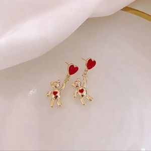 Heart teddy bear earrings